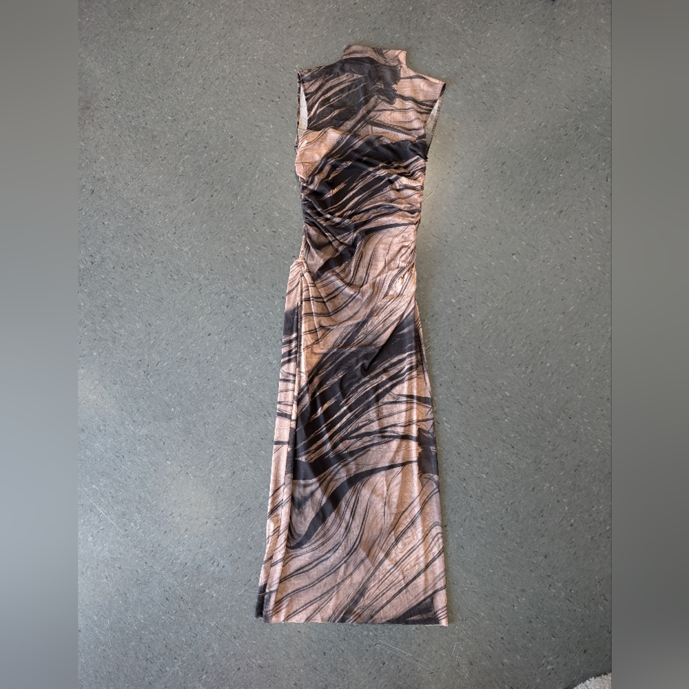 Zara Strapless Black and Tan Dress Medium